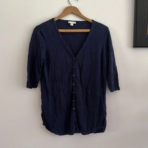 J Jill Linen Cotton Rayon 3/4 Sleeve Cardigan